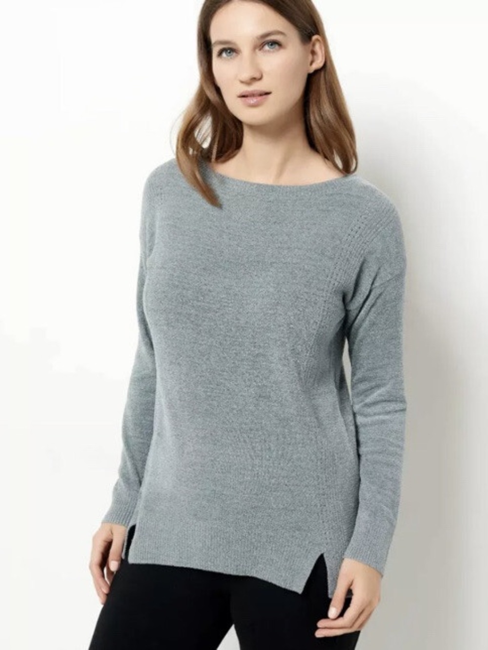 BAREFOOT DREAMS COZYCHIC ULTRA LITE DOCKSIDE POINTELLE PULLOVER WAVE WOMEN’S M